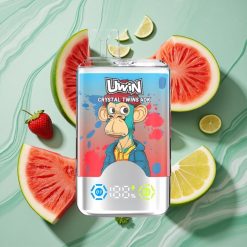 UWIN Crystal Twins 40000 Pufuri Capsa Reincarcabila cu Aroma de Capsuni Pepene Lime